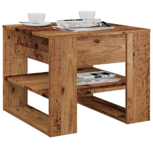 vidaXL Salontafel 55,5x55x45 cm bewerkt hout oud houtkleurig