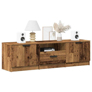 vidaXL Tv-meubel 140x35x40 cm bewerkt hout oud houtkleurig