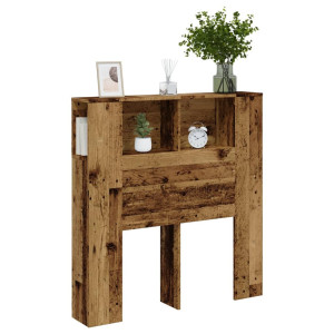 vidaXL Hoofdbordkast 100x18,5x102,5 cm bewerkt hout oud houtkleurig