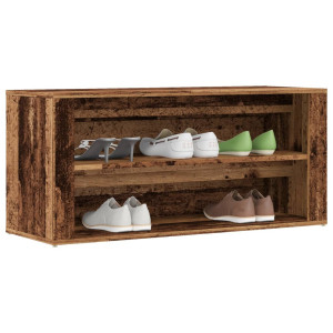 vidaXL Schoenenbank 100x35x45 cm bewerkt hout oud houtkleurig