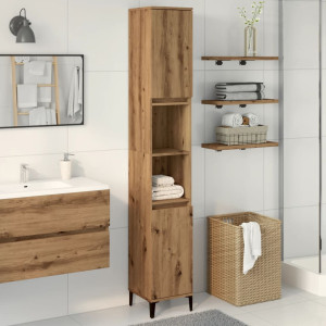 vidaXL Badkamerkast 30x30x190 cm bewerkt hout artisanaal eikenkleurig