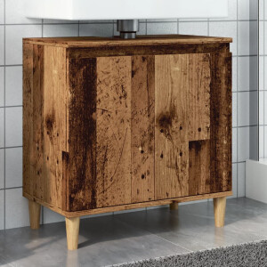 vidaXL Wastafelkast 58x33x60 cm bewerkt hout oud houtkleurig