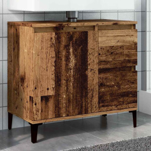 vidaXL Wastafelkast 65x33x60 cm bewerkt hout oud houtkleurig