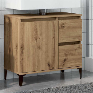 vidaXL Wastafelkast 65x33x60 cm bewerkt hout artisanaal eikenkleurig