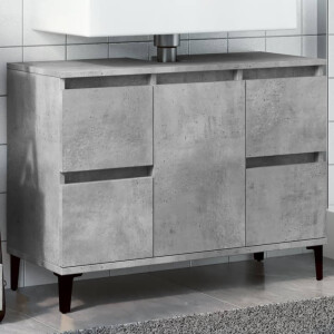 vidaXL Wastafelkast 80x33x60 cm bewerkt hout betongrijs