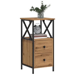 vidaXL Nachtkastjes 2 st 34x35,5x70 cm bewerkt hout artisanaal eiken