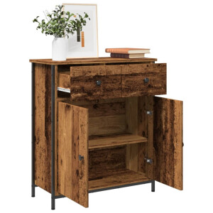 vidaXL Dressoir 70x30x80 cm bewerkt hout oud houtkleurig