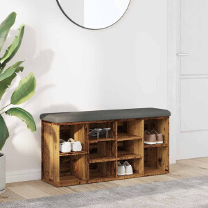 vidaXL Schoenenbank 102x32x50 cm bewerkt hout oud houtkleurig