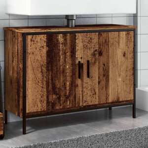 vidaXL Wastafelkast 80x30x60 cm bewerkt hout oud houtkleurig