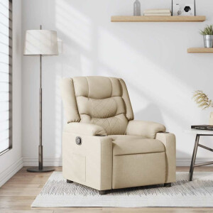 vidaXL Fauteuil verstelbaar stof crèmekleurig