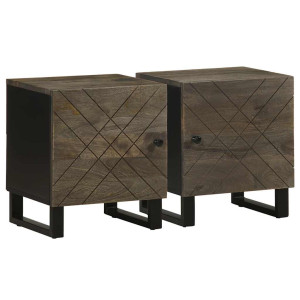 vidaXL Nachtkastjes 2 st 40x33x46 cm massief mangohout zwart