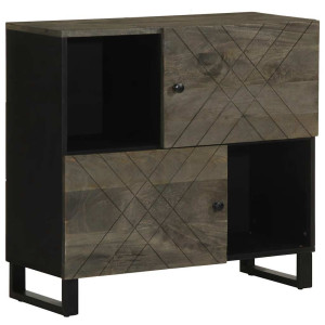 vidaXL Dressoir 80x33x75 cm massief mangohout zwart
