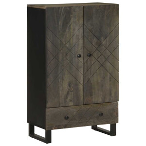 vidaXL Hoge kast 60x33x100 cm massief mangohout zwart