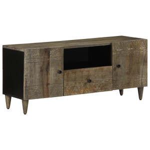 vidaXL Tv-meubel 105x33,5x46 cm massief mangohout lichtgrijs