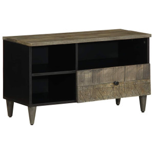 vidaXL Tv-meubel 80x33x46 cm massief mangohout zwart