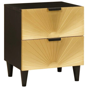 vidaXL Nachtkastje Zwart en Goud 40 x 33.5 x 46 cm massief mangohout