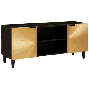 vidaXL TV-kast Zwart en Goud 105 x 33 x 46 cm massief mangohout