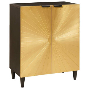 vidaXL Dressoir Zwart en Goud 60 x 33 x 75 cm massief mangohout