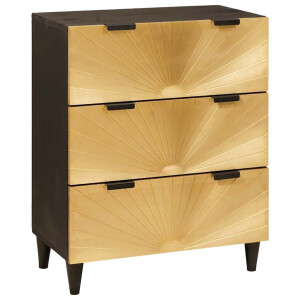 vidaXL Dressoir Zwart en Goud 60 x 33 x 75 cm massief mangohout