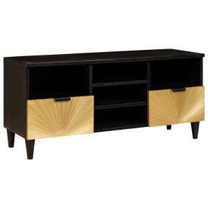 vidaXL TV-kast Zwart en Goud 100 x 33 x 46 cm massief mangohout