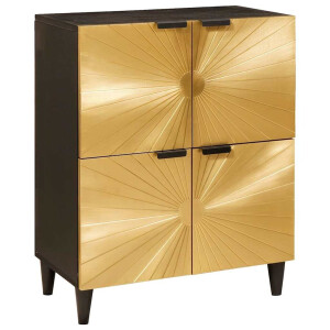 vidaXL Bijzetkast Zwart en Goud 60 x 33.5 x 75 cm massief mangohout