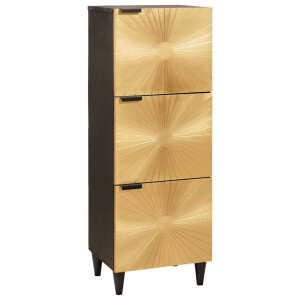 vidaXL Bijzetkast Zwart en Goud 40 x 33.5 x 110 cm massief mangohout