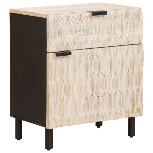 vidaXL Nachtkastje met lade Wit 50 x 33 x 60 cm Massief Mango Hout