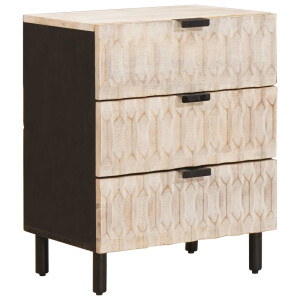 vidaXL Nachtkastje met lade Wit 50 x 33 x 62 cm Massief Mango Hout
