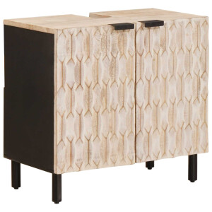 vidaXL Badkamer wastafelkast Wit 62 x 33 x 58 cm Massief Mango Hout