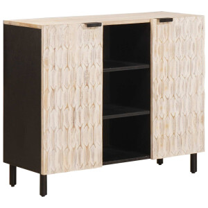 vidaXL Dressoir Witte Was Afwerking 90 x 33 x 75 cm Massief Mango Hout