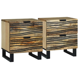 vidaXL Nachtkastje 2 pcs Naturel 40 x 33 x 46 cm Bewerkt hout