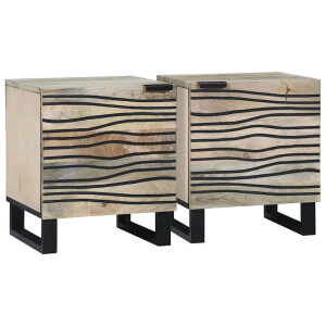 vidaXL Nachtkastje 2 pcs Wit 40 x 33 x 46 cm Bewerkt hout