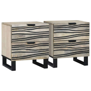 vidaXL Nachtkastje 2 pcs Wit 40 x 33 x 46 cm Bewerkt hout
