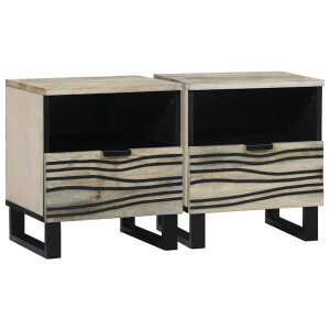 vidaXL Nachtkastje 2 pcs Wit 40 x 33 x 46 cm Bewerkt hout