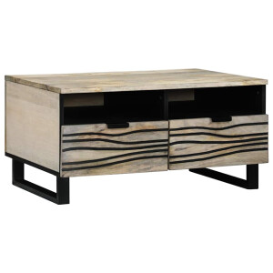 vidaXL Salontafel Beige en zwart 80 x 54 x 40 cm Massief acaciahout
