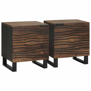 vidaXL Nachtkastje 2 pcs Walnotenhout 40 x 33 x 46 cm Bewerkt hout