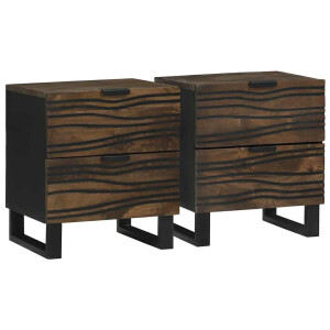 vidaXL Nachtkastje 2 pcs Walnotenhout 40 x 33 x 46 cm Bewerkt hout