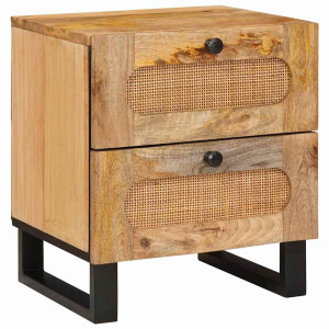 vidaXL Nachtkastje met lade Naturel 40 x 33 x 46 cm Massief Mango Hout
