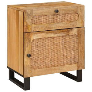 vidaXL Nachtkastje met lade Naturel 50 x 33 x 60 cm Massief Mango Hout