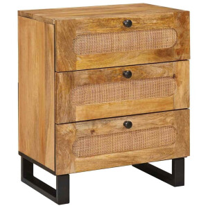 vidaXL Nachtkastje met lade Naturel 50 x 33 x 62 cm Massief Mango Hout