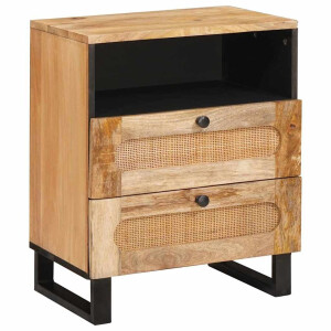 vidaXL Nachtkastje met lade Naturel 50 x 33 x 62 cm Massief Mango Hout