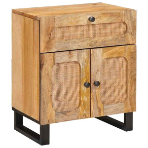 vidaXL Nachtkastje met lade Naturel 50 x 33 x 60 cm Massief Mango Hout