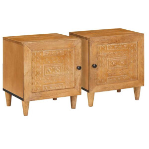 vidaXL Nachtkastje 2 pcs Licht Bruin 80 x 50 x 40 cm Bewerkt hout