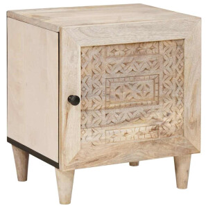 vidaXL Nachtkastje Beige 40 x 33 x 46 cm massief mangohout