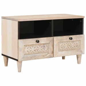 vidaXL TV-kast met lade Wit 70 x 33 x 46 cm massief mangohout