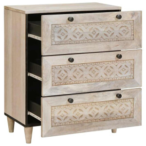 vidaXL Dressoir met lade Wit 60 x 33 x 75 cm massief mangohout