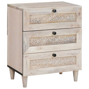 vidaXL Nachtkastje met lade Beige 50 x 33 x 60 cm massief mangohout
