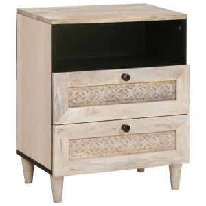 vidaXL Nachtkastje met lade Beige 50 x 33 x 60 cm massief mangohout