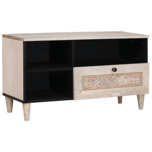 vidaXL TV-kast met lade Wit 80 x 33 x 46 cm massief mangohout