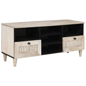 vidaXL TV-kast met lade Wit 100 x 33 x 46 cm massief mangohout